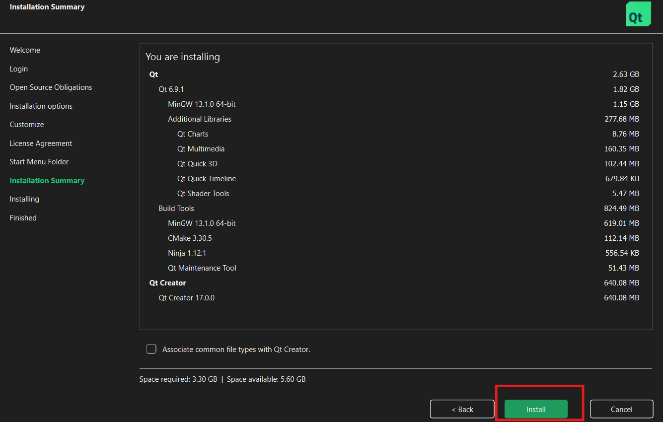 Click the install button